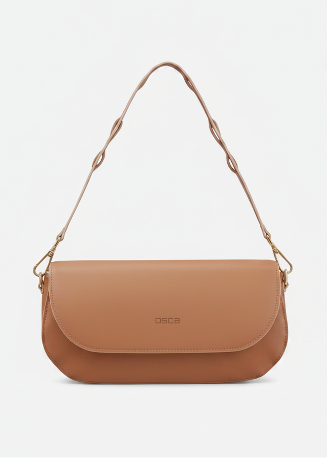 Polly Vegan Apple Leather Shoulder Bag - Cognac