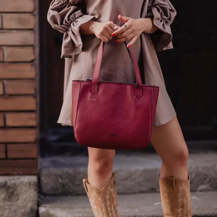 Caroline Apple Leather Tote Bag