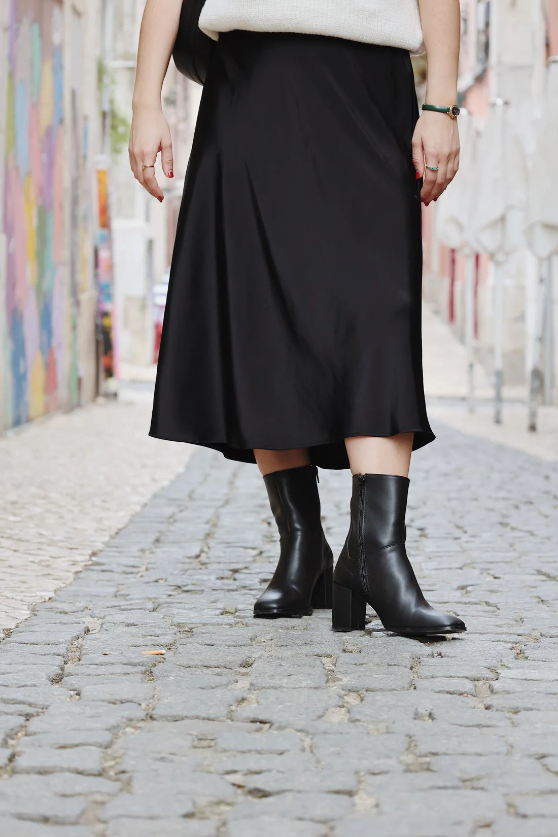 Harriet Vegan Apple Leather Booties - Black