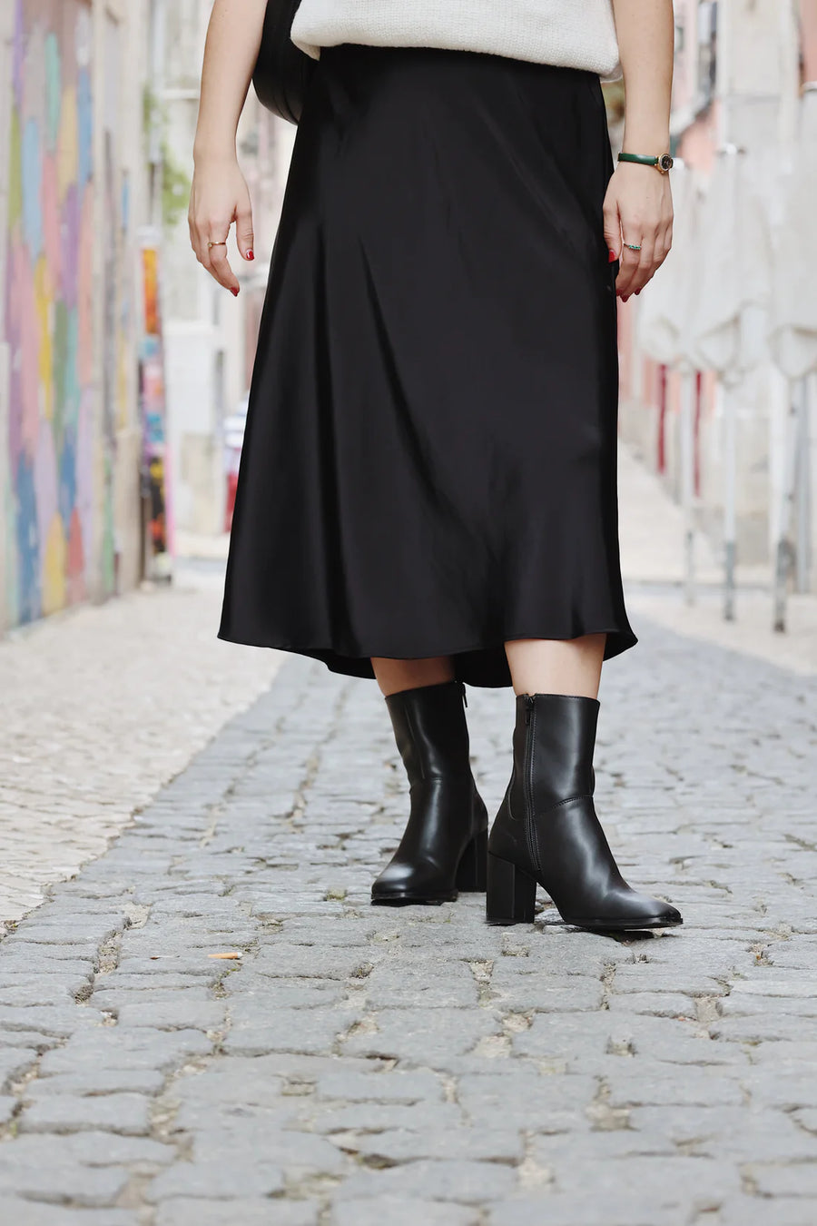 Harriet Vegan Apple Leather Booties - Black