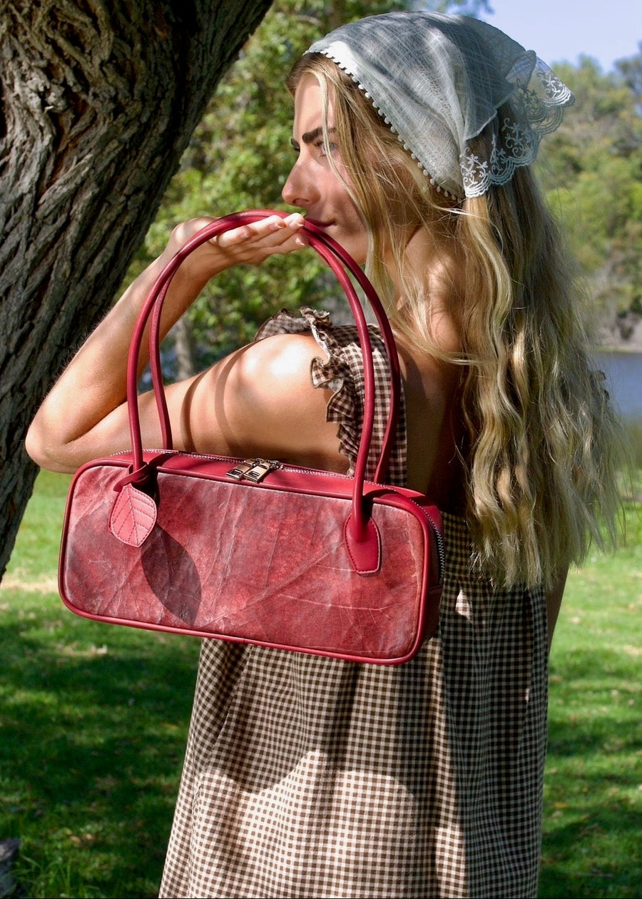 Sasha Vegan Leaf Leather Shoulder Bag