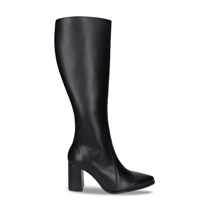 Samira Vegan Apple Leather Knee High Boots - Black