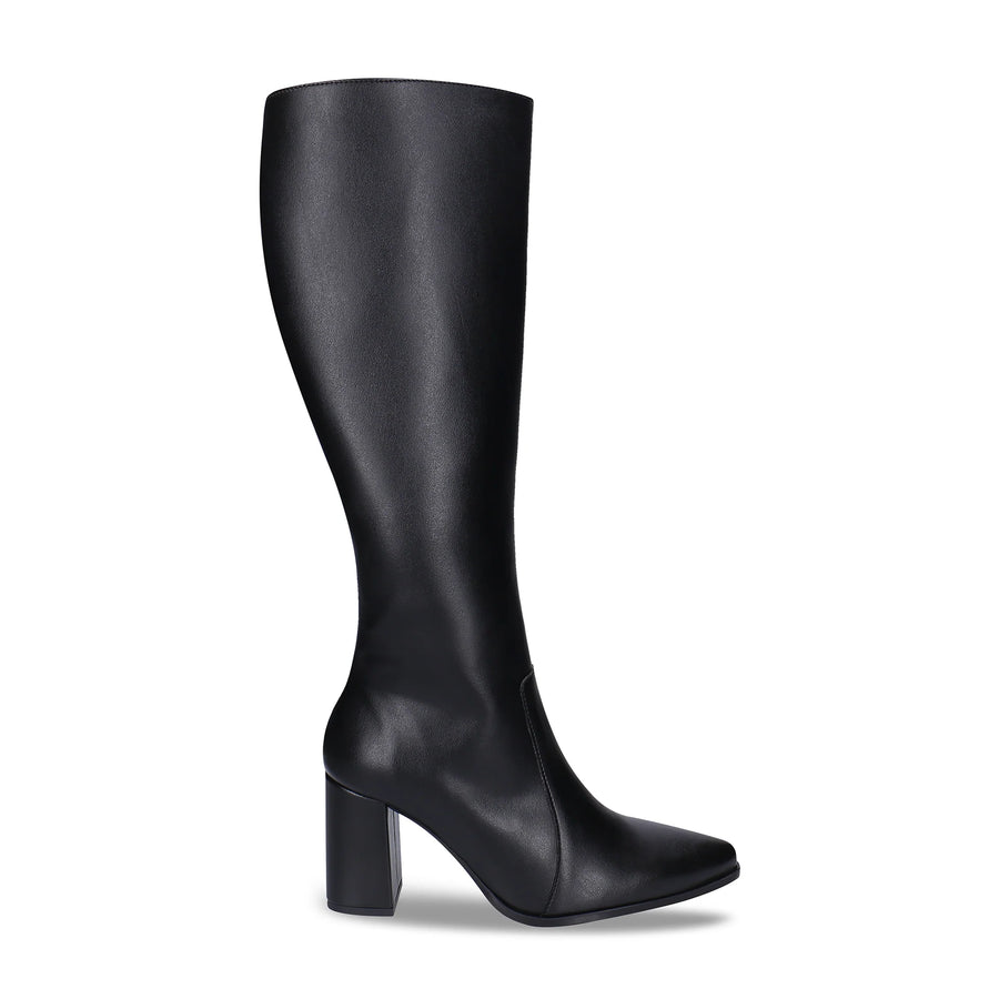 Samira Vegan Apple Leather Knee High Boots - Black