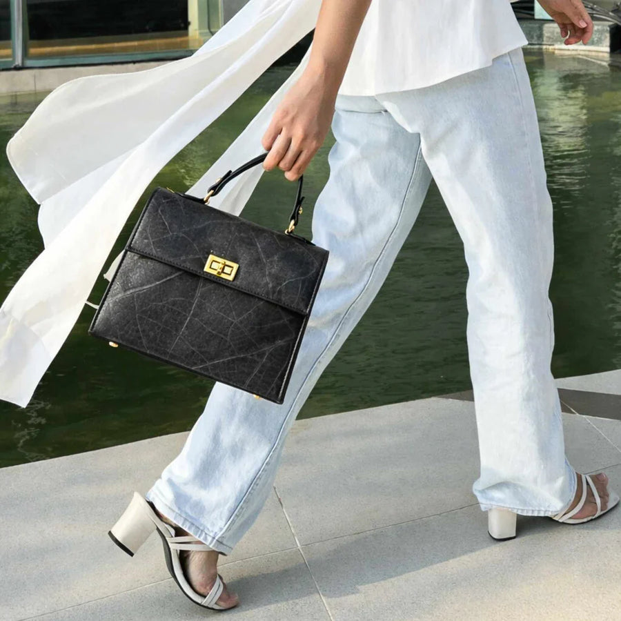 Gaia Vegan Leaf Leather Kelly Bag