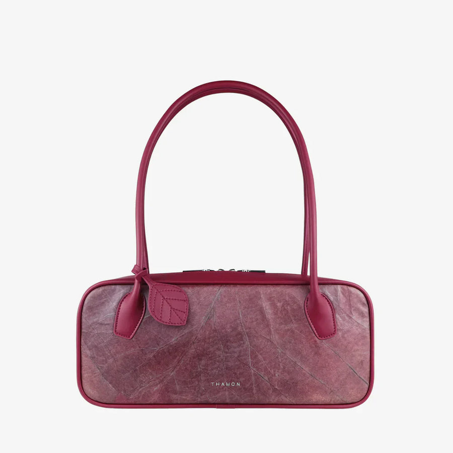 Sasha Vegan Leaf Leather Shoulder Bag - Burgundy